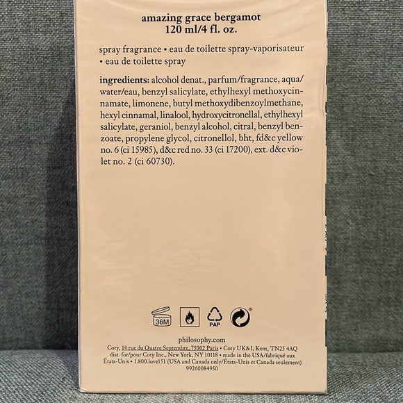 NEW Philosophy Amazing Grace Bergamot 4 oz Spray NIB - Picture 3 of 5